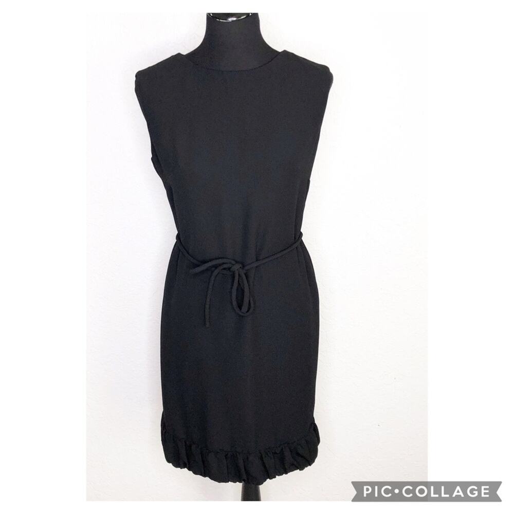 Talbots black sleeveless bubble hem belted dress size 4